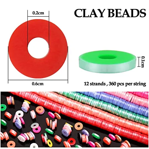 12 Strands New Shiny Pearl Color 6mm Flat Round Polymer Clay Beads Chip Disk Loose Spacer Handmade Boho Slice Heishi Beads for DIY Jewelry Making