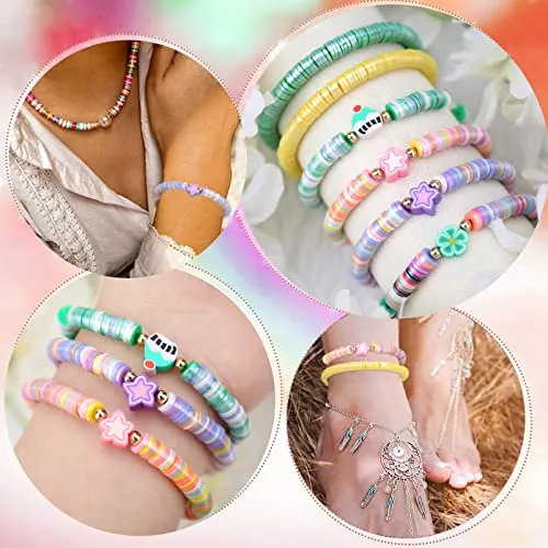 12 Strands New Shiny Pearl Color 6mm Flat Round Polymer Clay Beads Chip Disk Loose Spacer Handmade Boho Slice Heishi Beads for DIY Jewelry Making