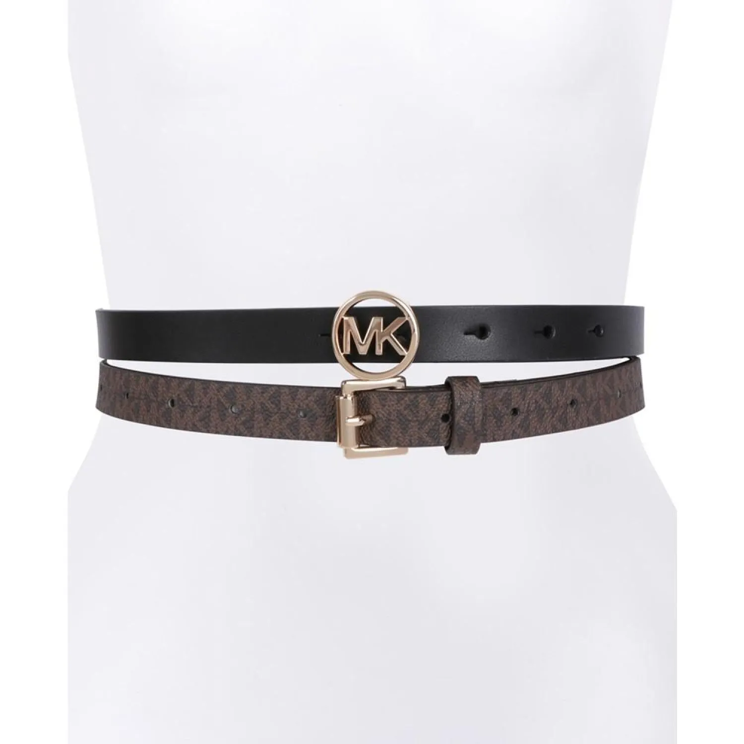 2-Pk. Smooth Leather & Logo-Print Belts