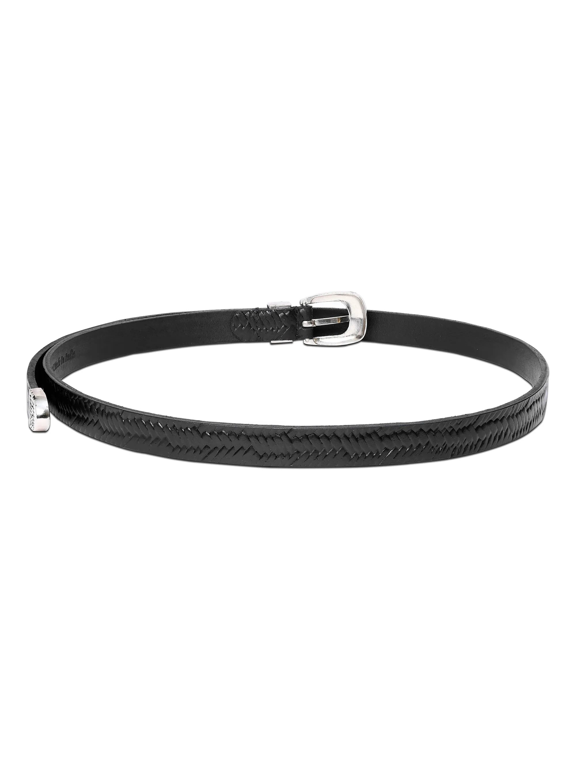 Aditi Wasan Black Embossed Genuine Leather Women's Belt
