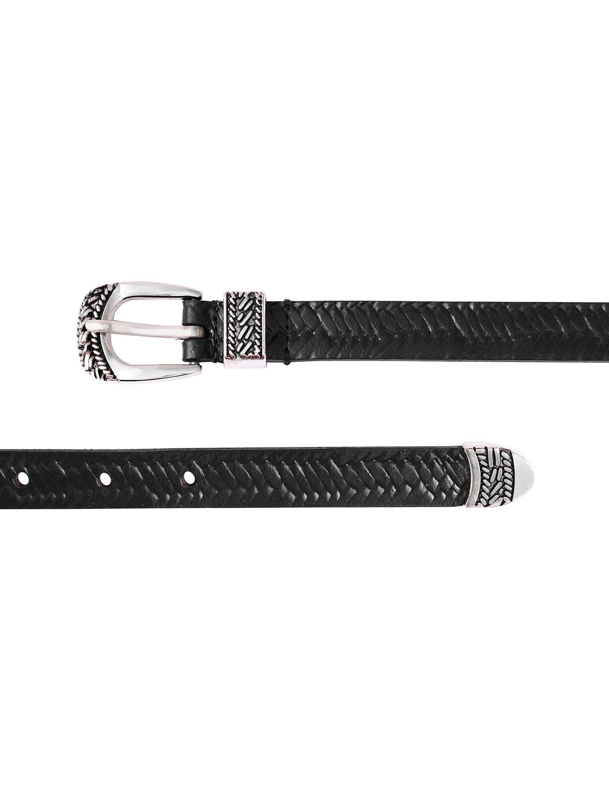 Aditi Wasan Black Embossed Genuine Leather Women's Belt