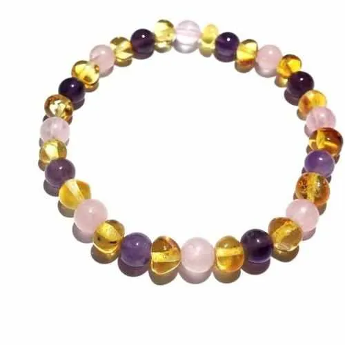 Adult Tara Honey Baltic Amber Gemstone Stretch Bracelet