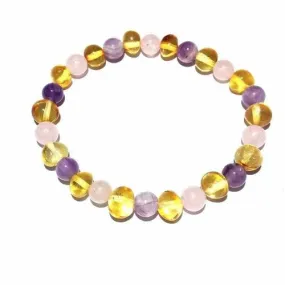 Adult Tara Honey Baltic Amber Gemstone Stretch Bracelet