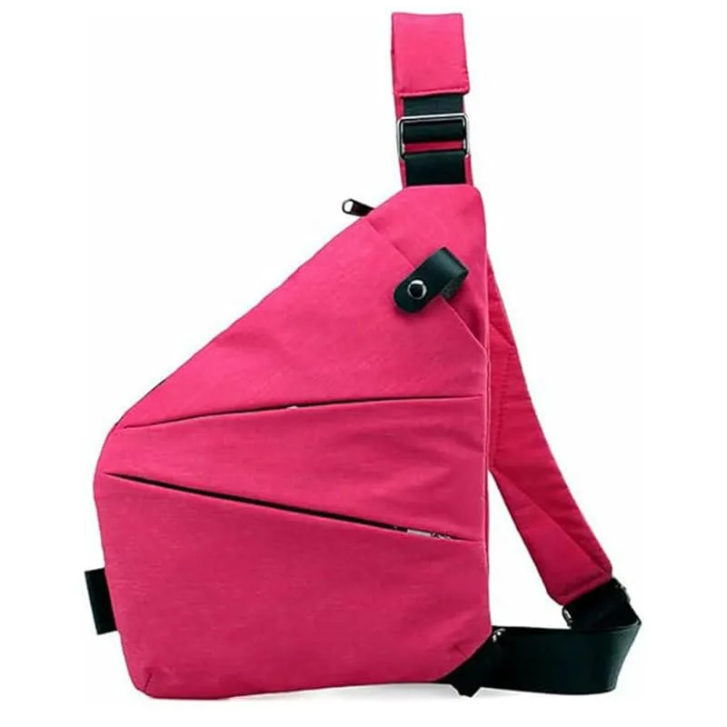 Anti-Theft Crossbody Bag, Slim Sling Oxford Fabric Bag, Chest Bag with Adjustable Strap, Ideal for Safe and Stylish Travels (Rose Red)