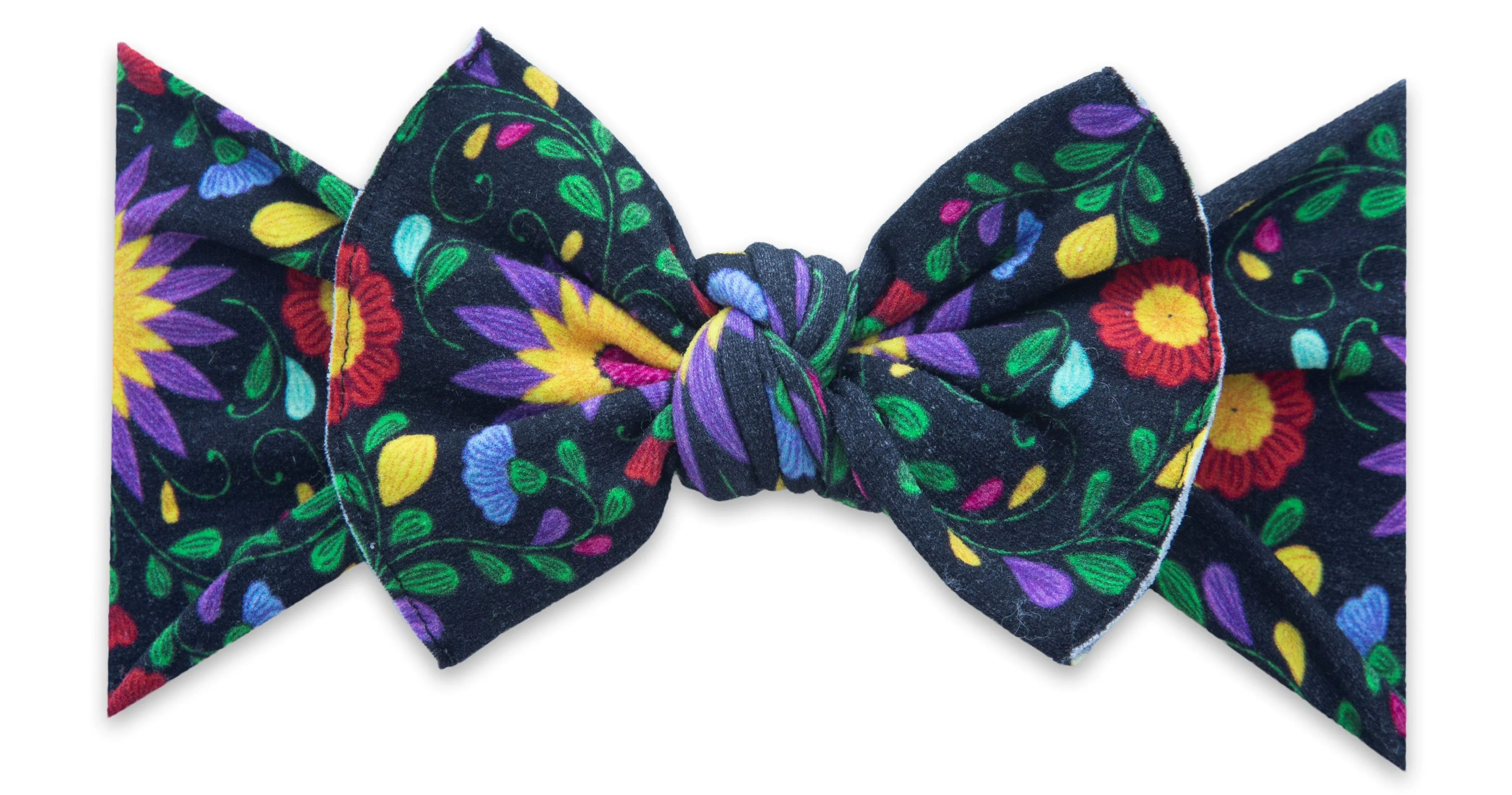 Baby Bling De Flores Printed Knot Headband - Black