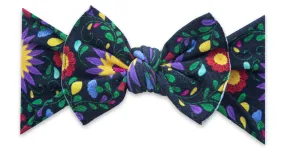 Baby Bling De Flores Printed Knot Headband - Black