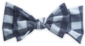 Baby Bling Grey & Black Plaid Printed Knot Headband