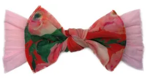 Baby Bling Pink w/Coral Watercolor Floral Combo Print Knot Headband
