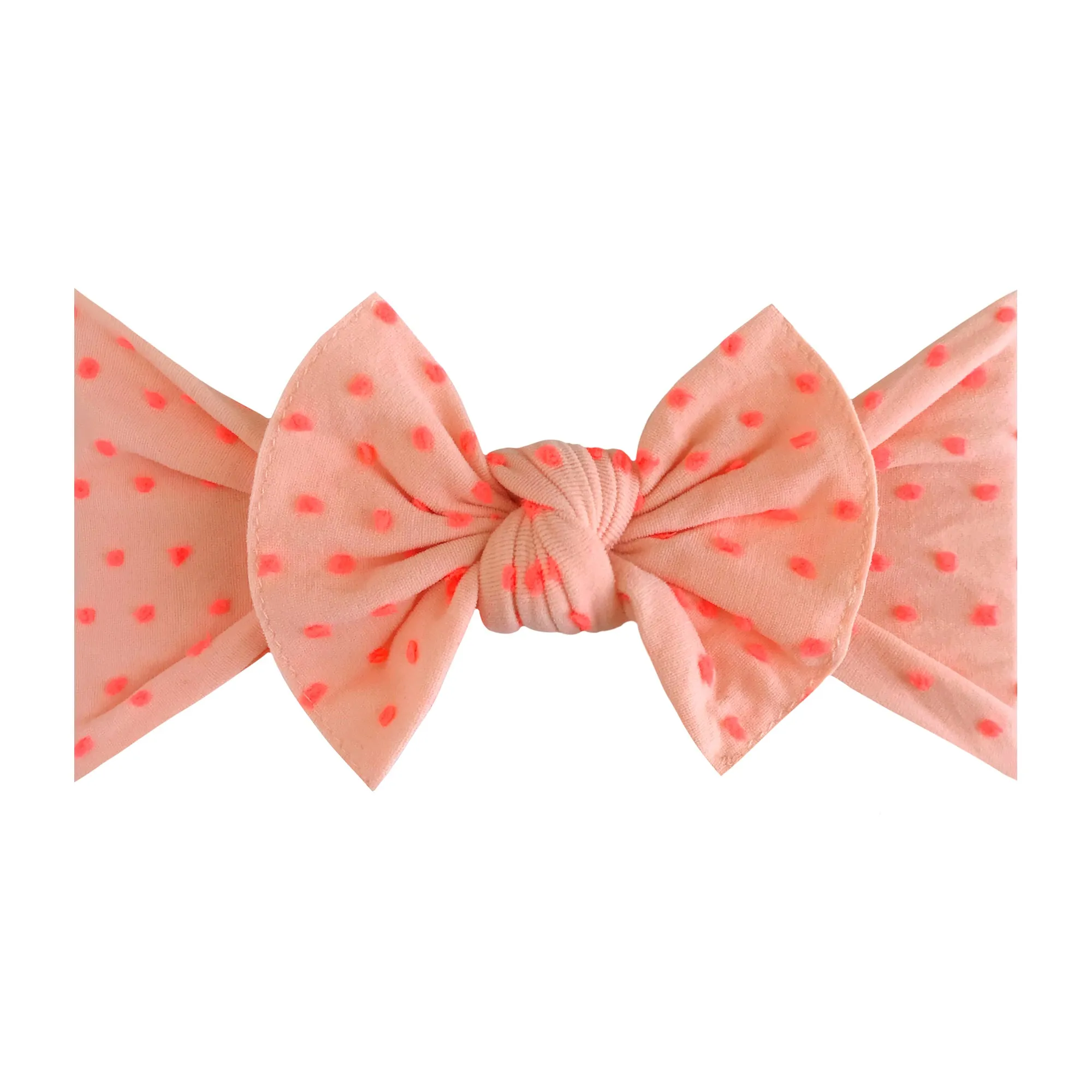 Baby Bling Tropical Peach / Neon Dot Shabby Patterned Knot Headband