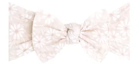 Baby Bling White Daisy Printed Knot Headband