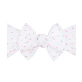Baby Bling White w/Pink Shabby Dot Knot Headband