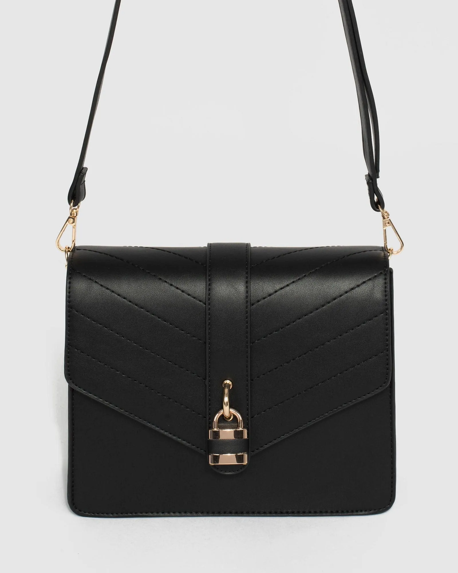 Black Andela Lock Crossbody Bag