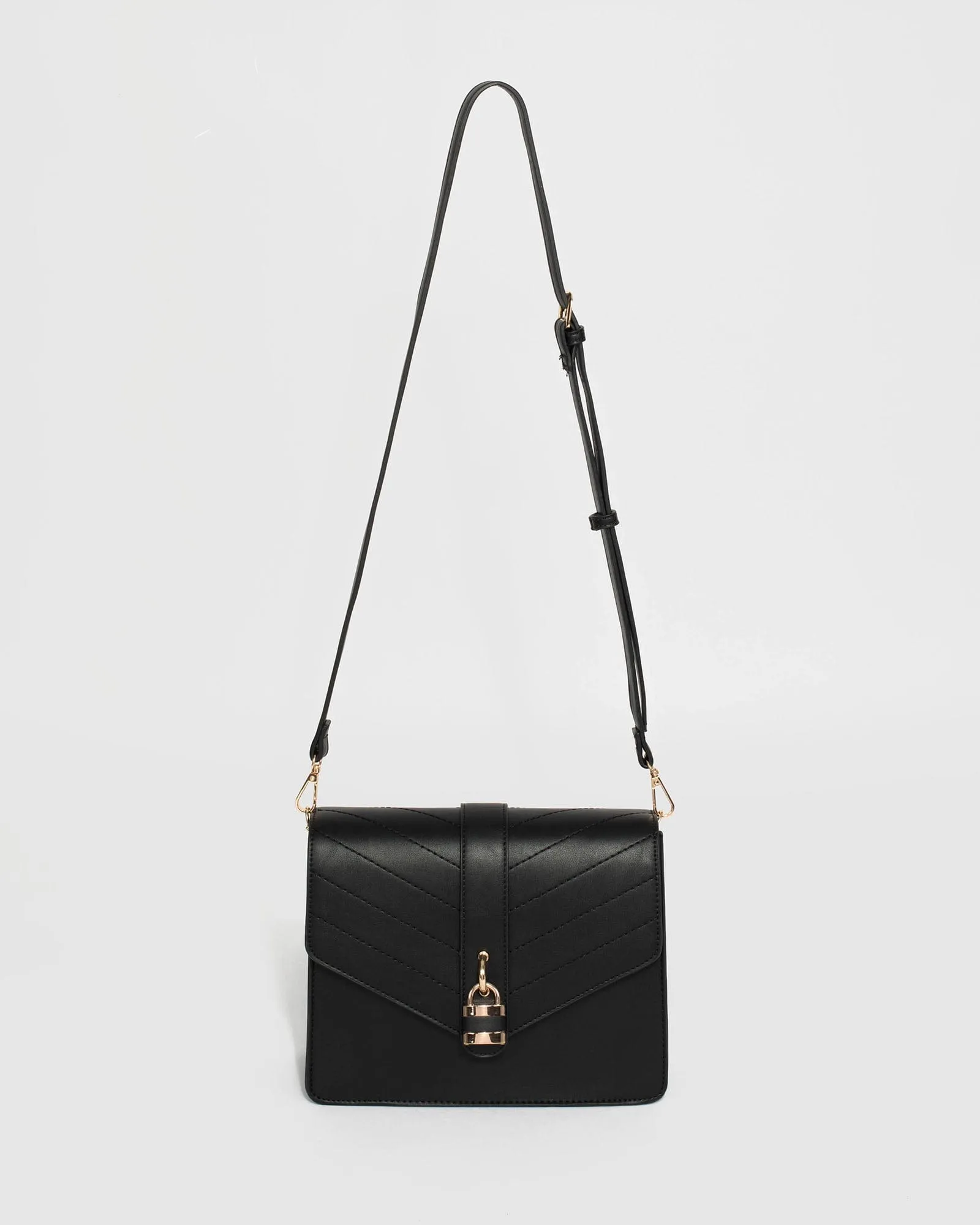 Black Andela Lock Crossbody Bag
