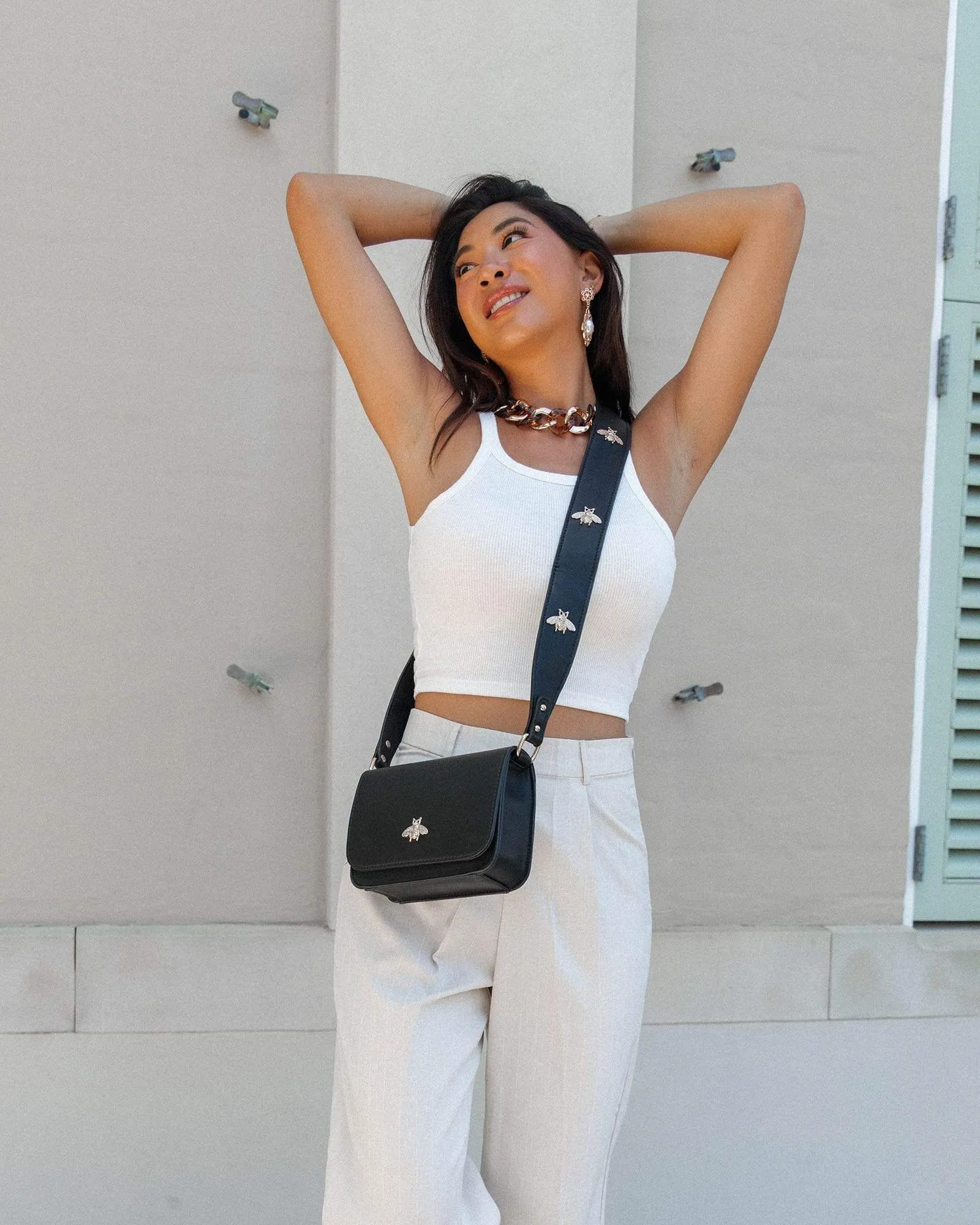 Black Ella Strap Detail Crossbody Bag