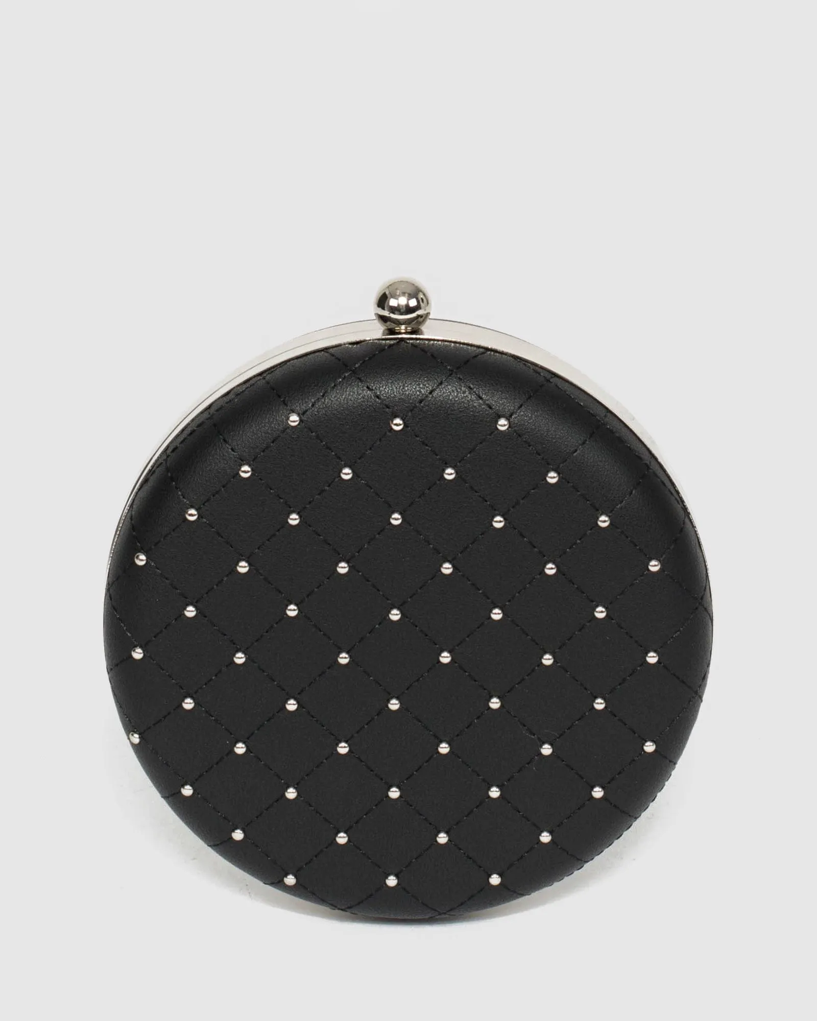Black Stud Circle Clutch Bag