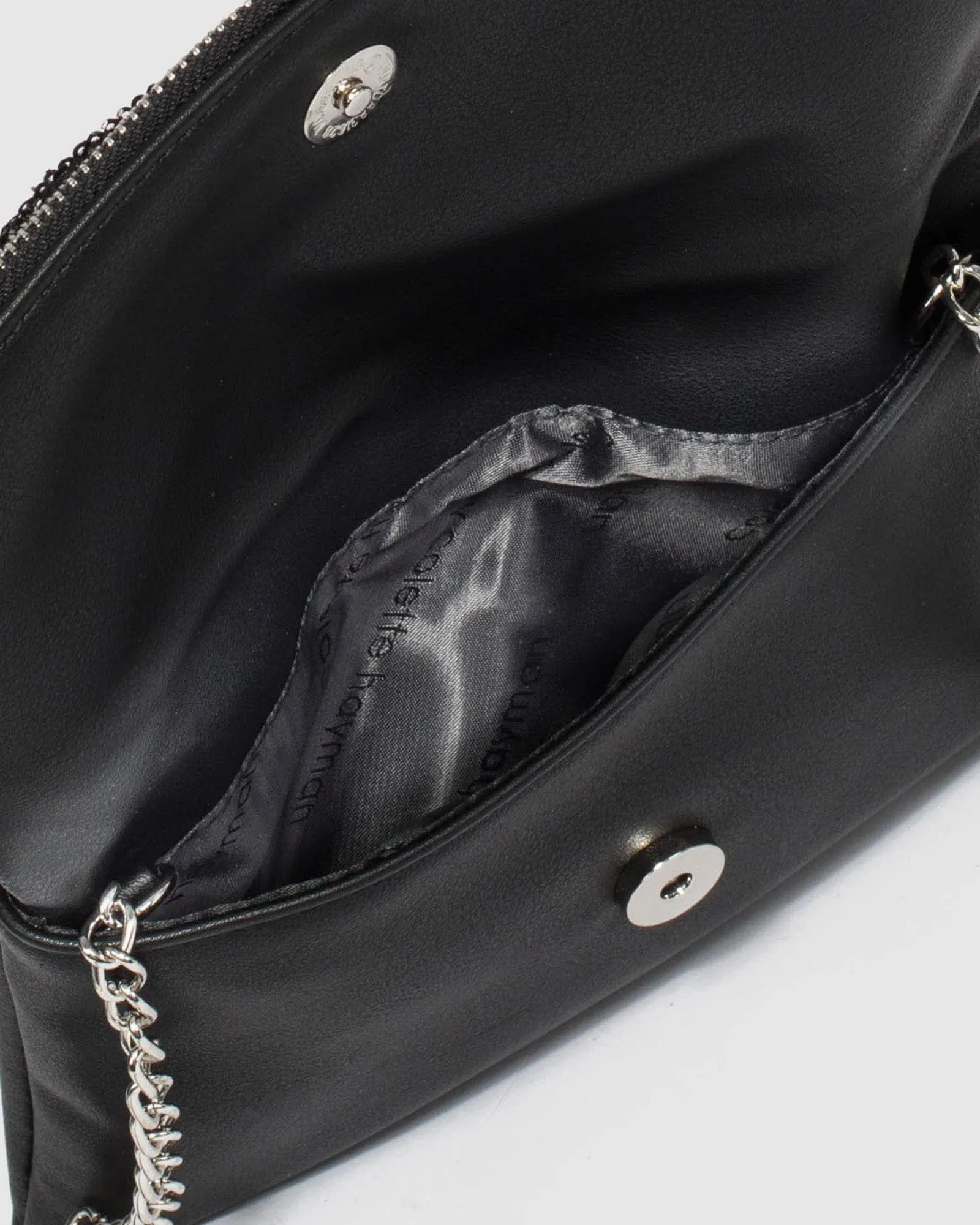 Black Zoe Sequin Foldover Clutch Bag
