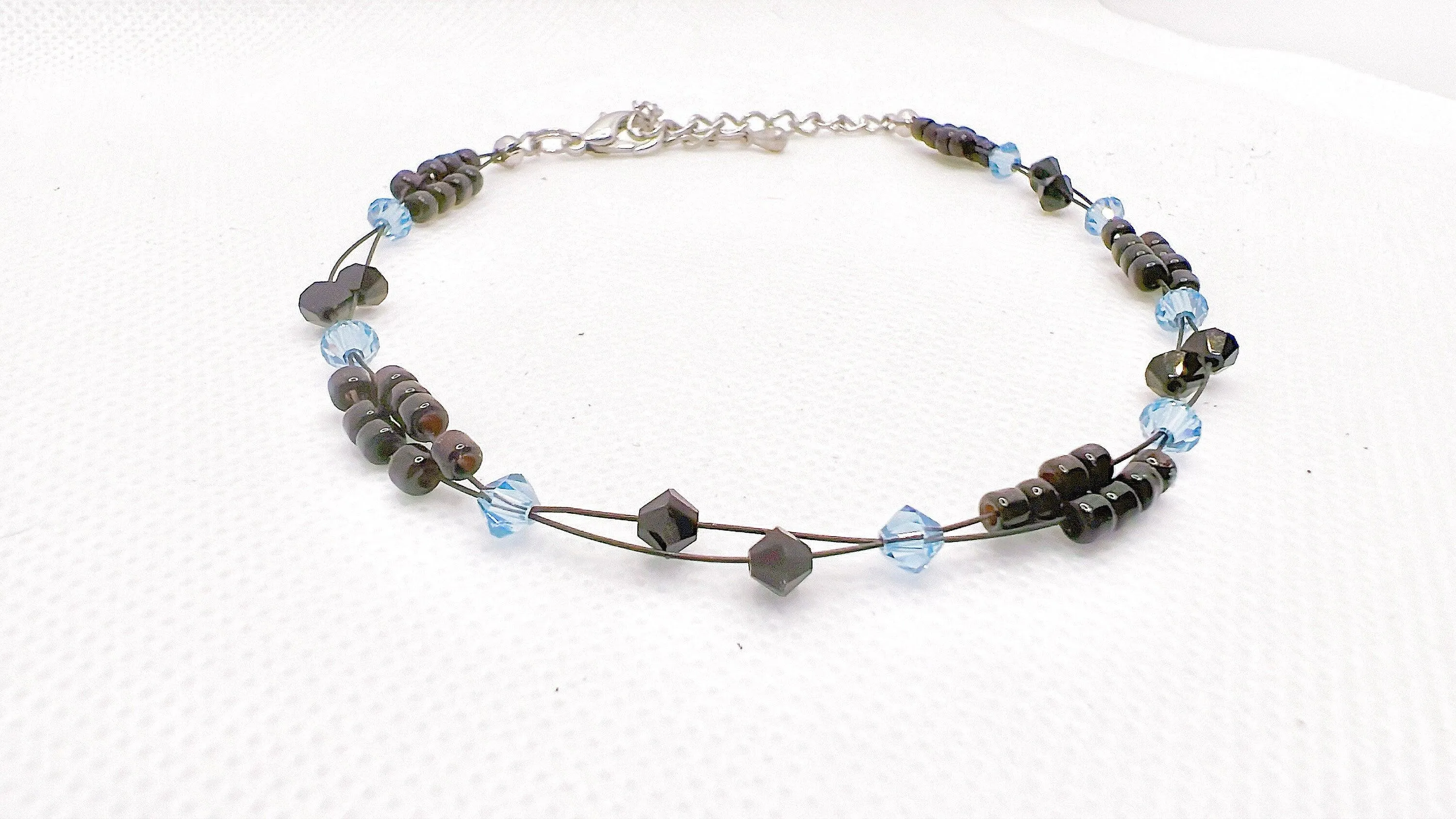 Blue Topaz Crystal Miyuki Bead Anklet