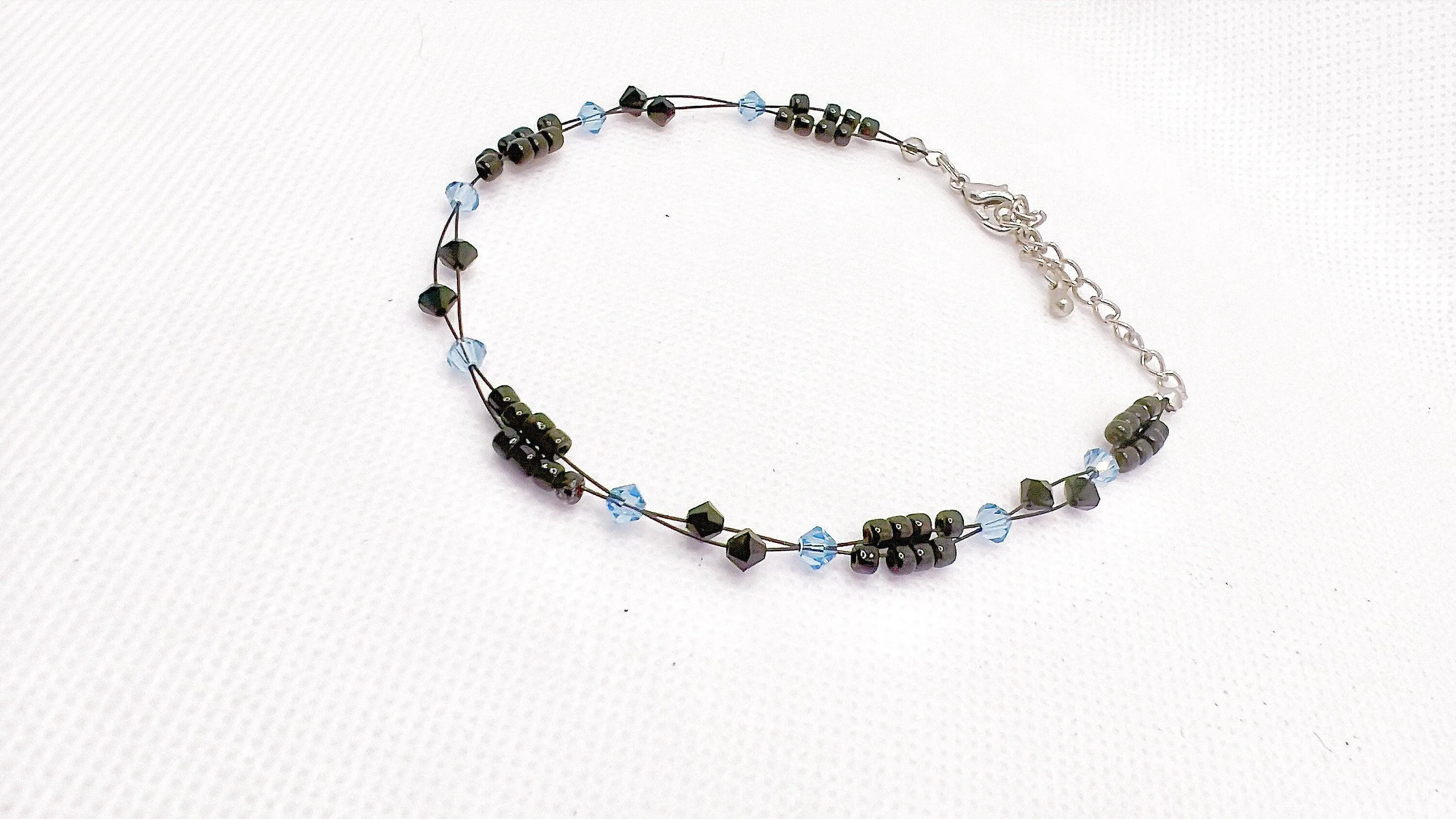 Blue Topaz Crystal Miyuki Bead Anklet