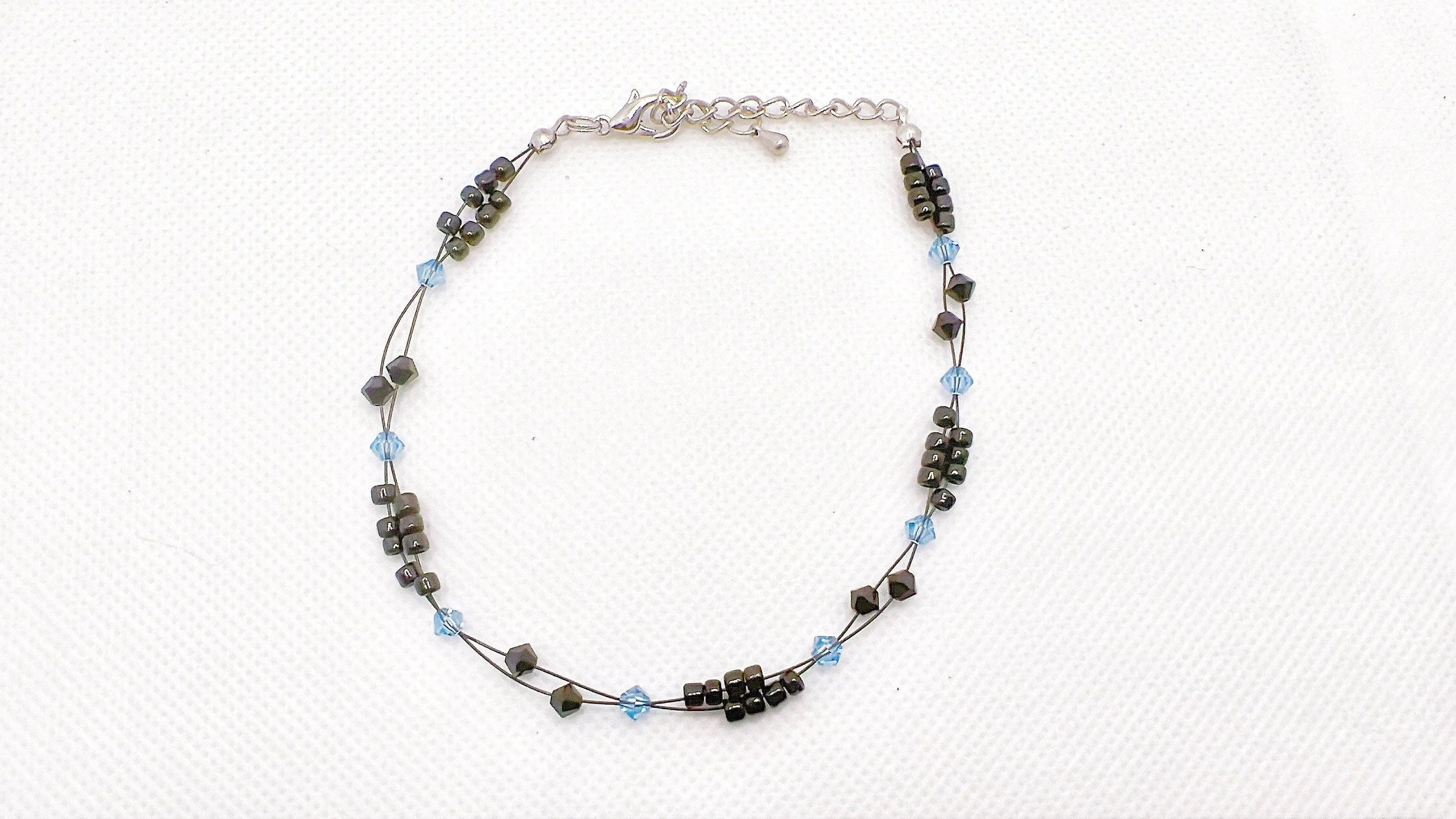 Blue Topaz Crystal Miyuki Bead Anklet