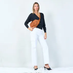 Compact leather crossbody bag with multiple pockets wholesale