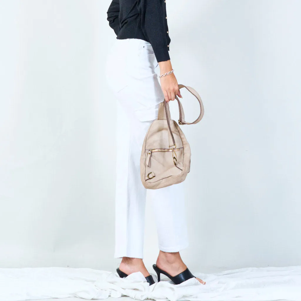 Compact leather crossbody bag with multiple pockets wholesale