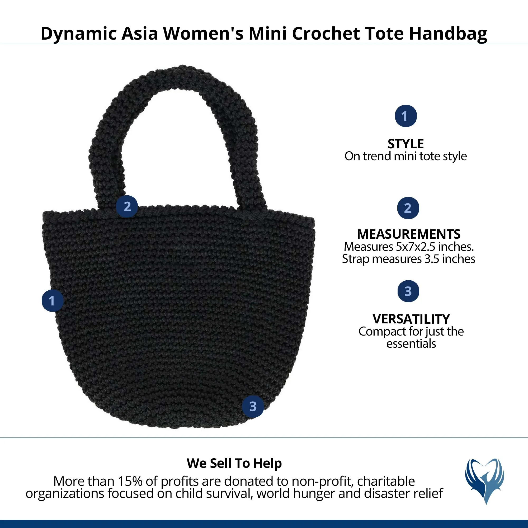 Dynamic Asia Women's Mini Crochet Tote Handbag