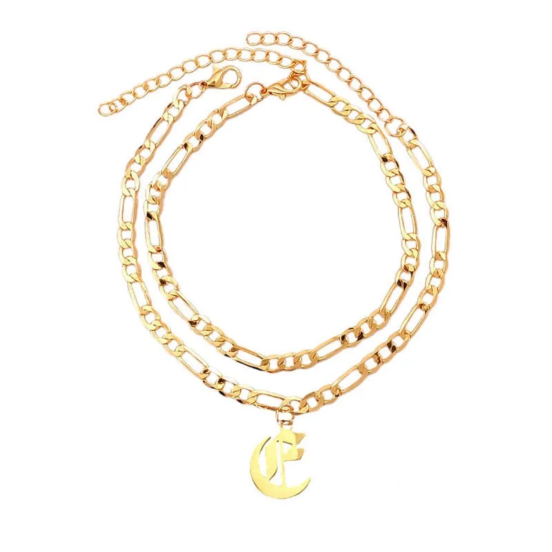 Flatfoosie A-Z Letter Initial Anklets Bracelet For Women Gold Color Alphabet Anklet Boho Summer Beach Barefoot Foot Jewelry Gift