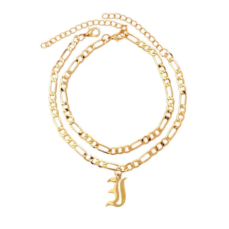 Flatfoosie A-Z Letter Initial Anklets Bracelet For Women Gold Color Alphabet Anklet Boho Summer Beach Barefoot Foot Jewelry Gift