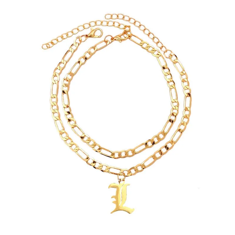 Flatfoosie A-Z Letter Initial Anklets Bracelet For Women Gold Color Alphabet Anklet Boho Summer Beach Barefoot Foot Jewelry Gift
