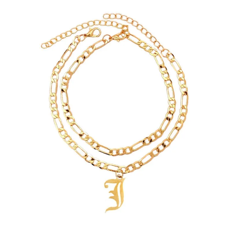 Flatfoosie A-Z Letter Initial Anklets Bracelet For Women Gold Color Alphabet Anklet Boho Summer Beach Barefoot Foot Jewelry Gift