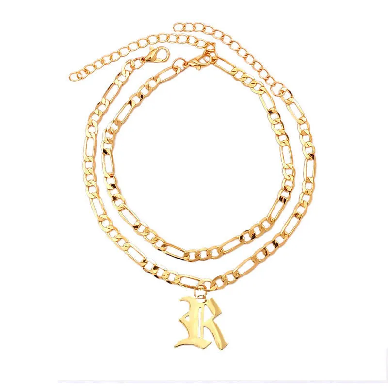 Flatfoosie A-Z Letter Initial Anklets Bracelet For Women Gold Color Alphabet Anklet Boho Summer Beach Barefoot Foot Jewelry Gift