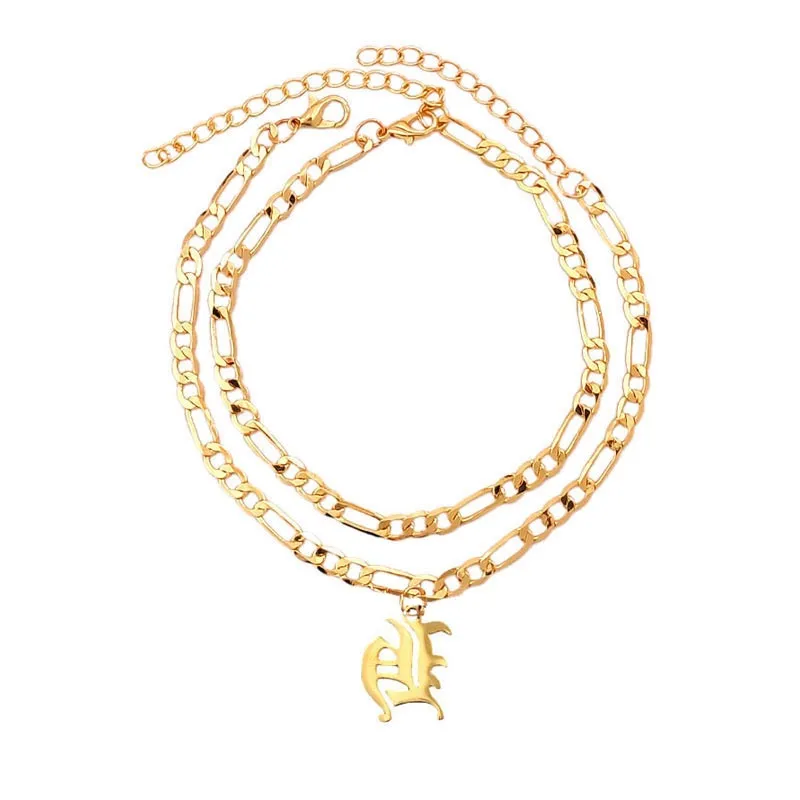 Flatfoosie A-Z Letter Initial Anklets Bracelet For Women Gold Color Alphabet Anklet Boho Summer Beach Barefoot Foot Jewelry Gift
