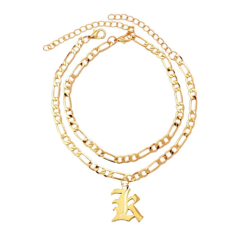 Flatfoosie A-Z Letter Initial Anklets Bracelet For Women Gold Color Alphabet Anklet Boho Summer Beach Barefoot Foot Jewelry Gift