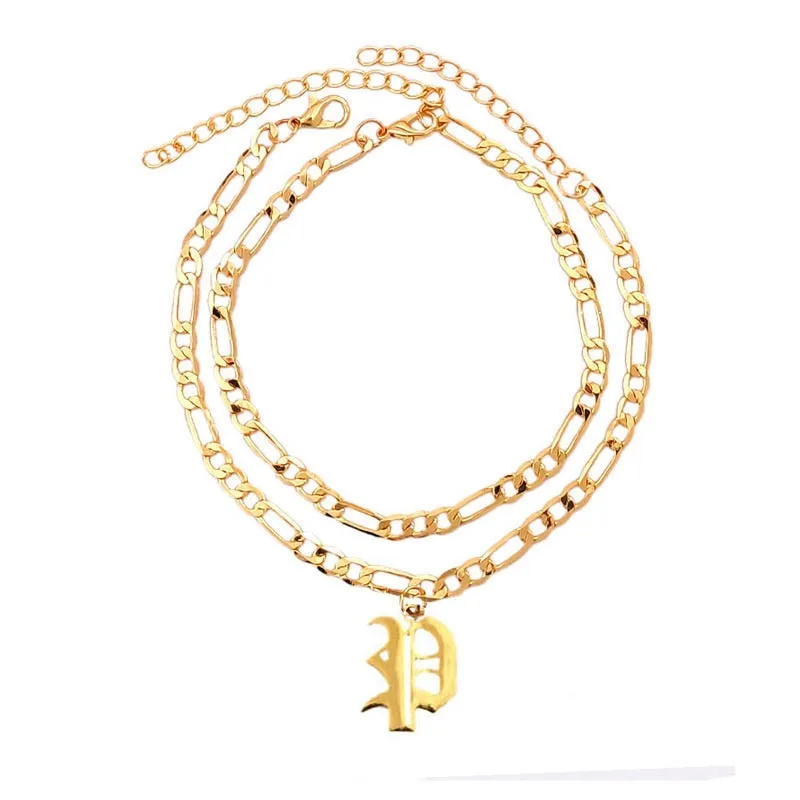 Flatfoosie A-Z Letter Initial Anklets Bracelet For Women Gold Color Alphabet Anklet Boho Summer Beach Barefoot Foot Jewelry Gift