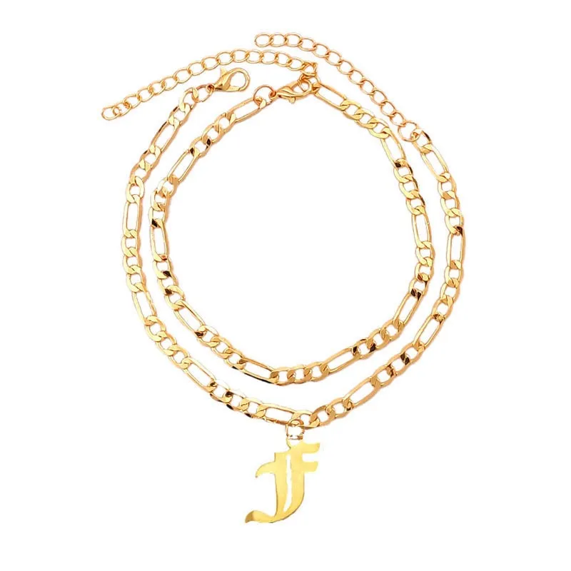 Flatfoosie A-Z Letter Initial Anklets Bracelet For Women Gold Color Alphabet Anklet Boho Summer Beach Barefoot Foot Jewelry Gift