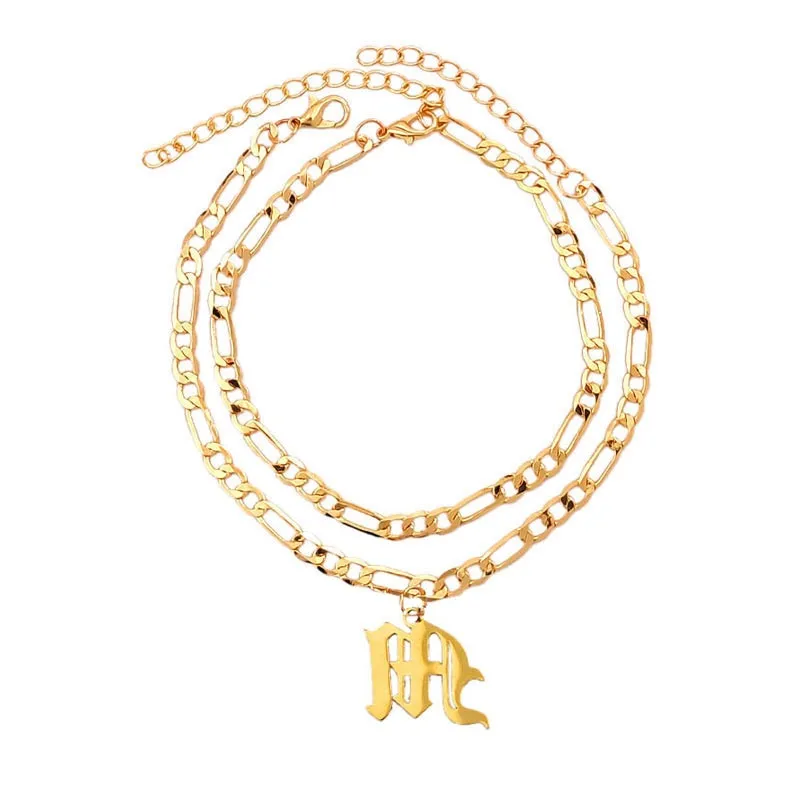Flatfoosie A-Z Letter Initial Anklets Bracelet For Women Gold Color Alphabet Anklet Boho Summer Beach Barefoot Foot Jewelry Gift