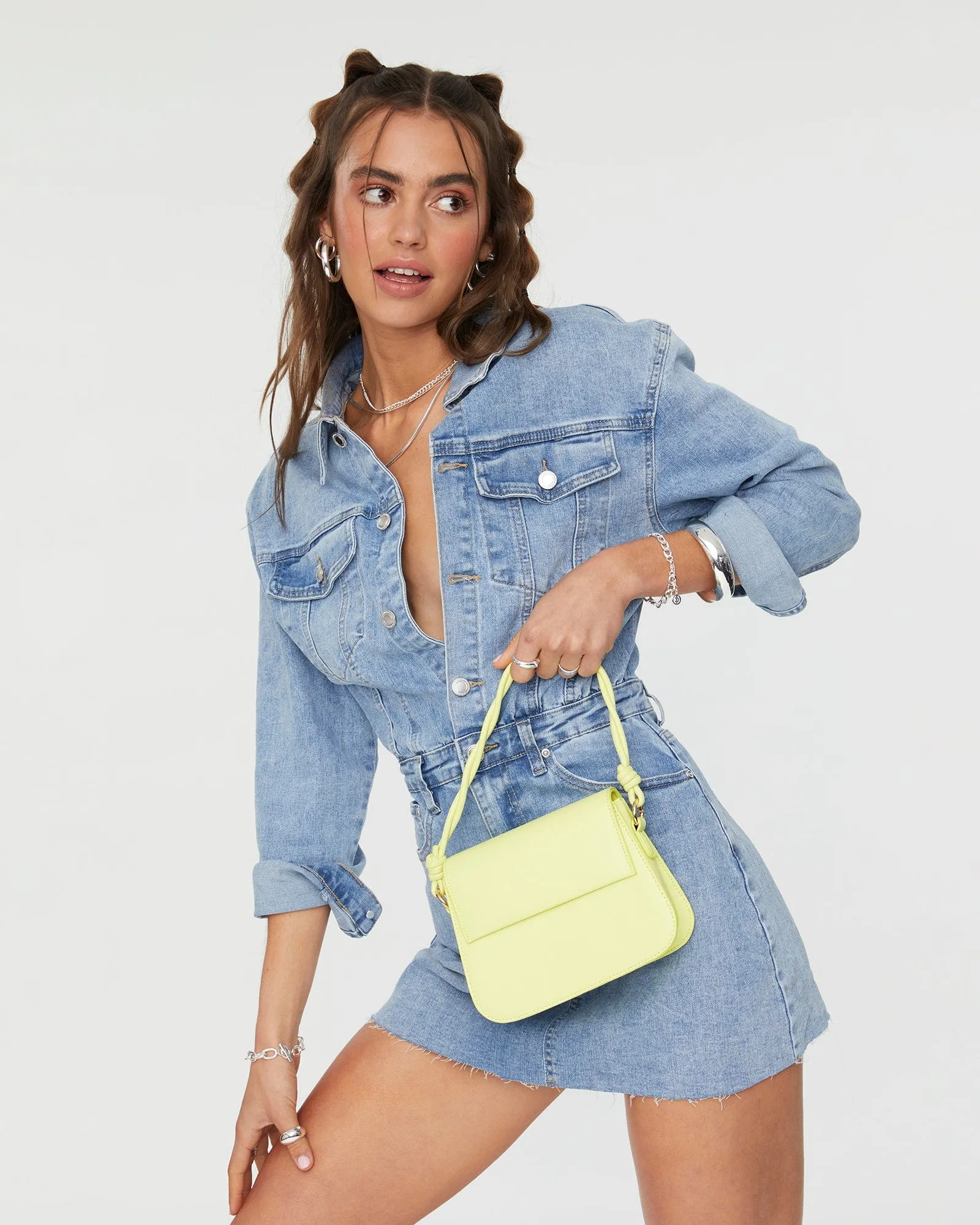Green Olivia Twist Handle Tote Bag