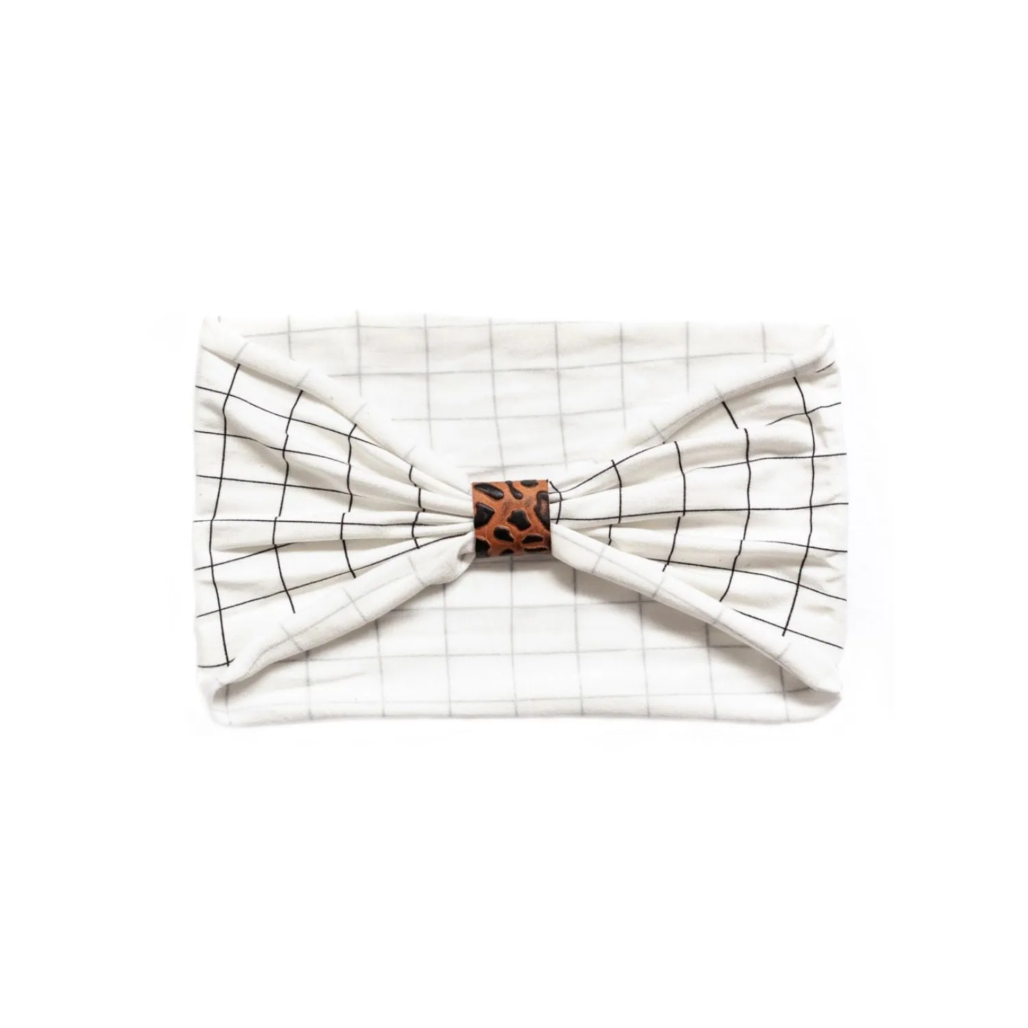 Headband - White With Lines and Animal Print Loop