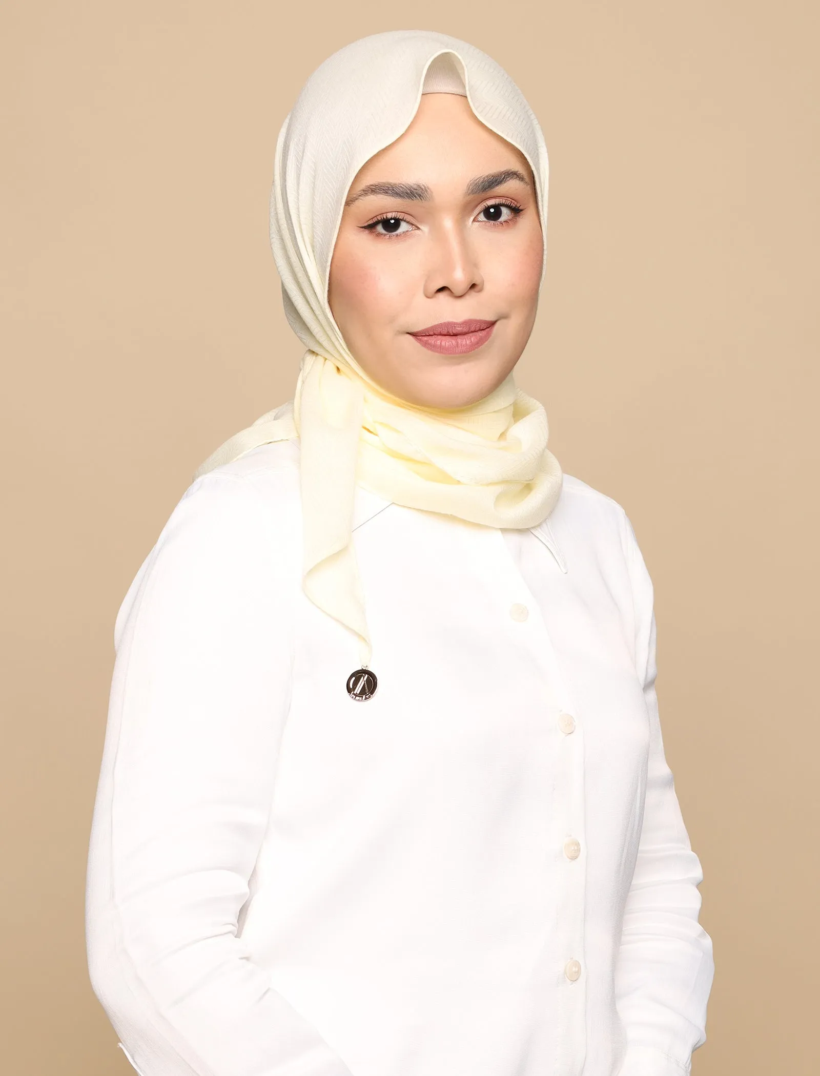 Herringbone Voile Tri Scarf - Pale Yellow