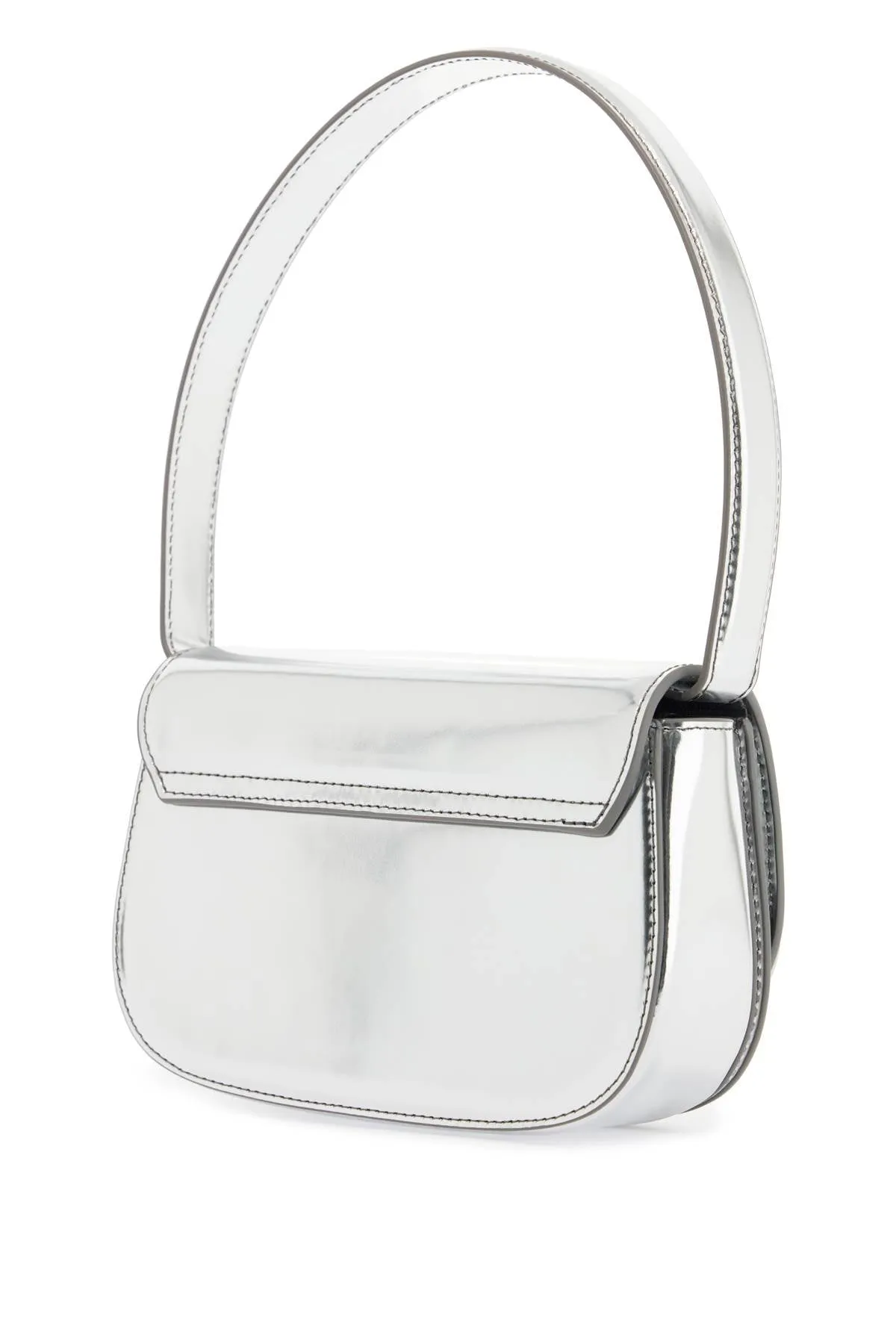 METALLIC SILVER SHOULDER BAG 1DR COMPACT WITH ADJUSTABLE STRAP