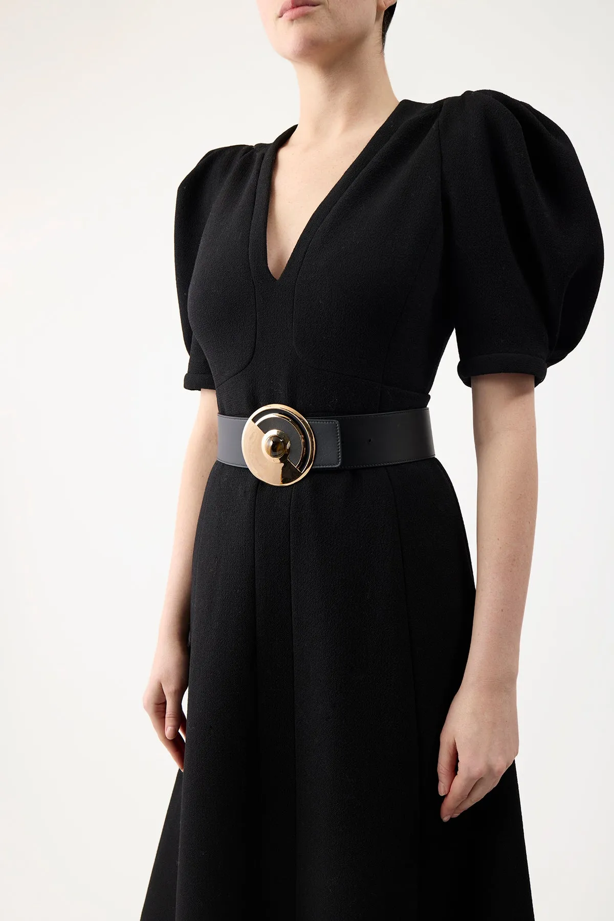 Moya Reversible Large Belt in Black Leather & Tigers Eye