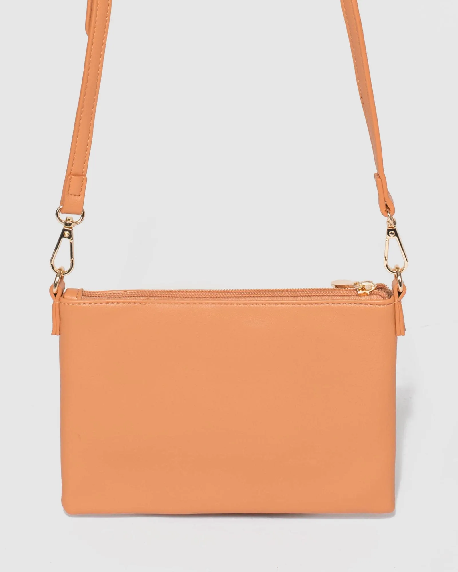 Orange Peta PU Strap Crossbody Bag