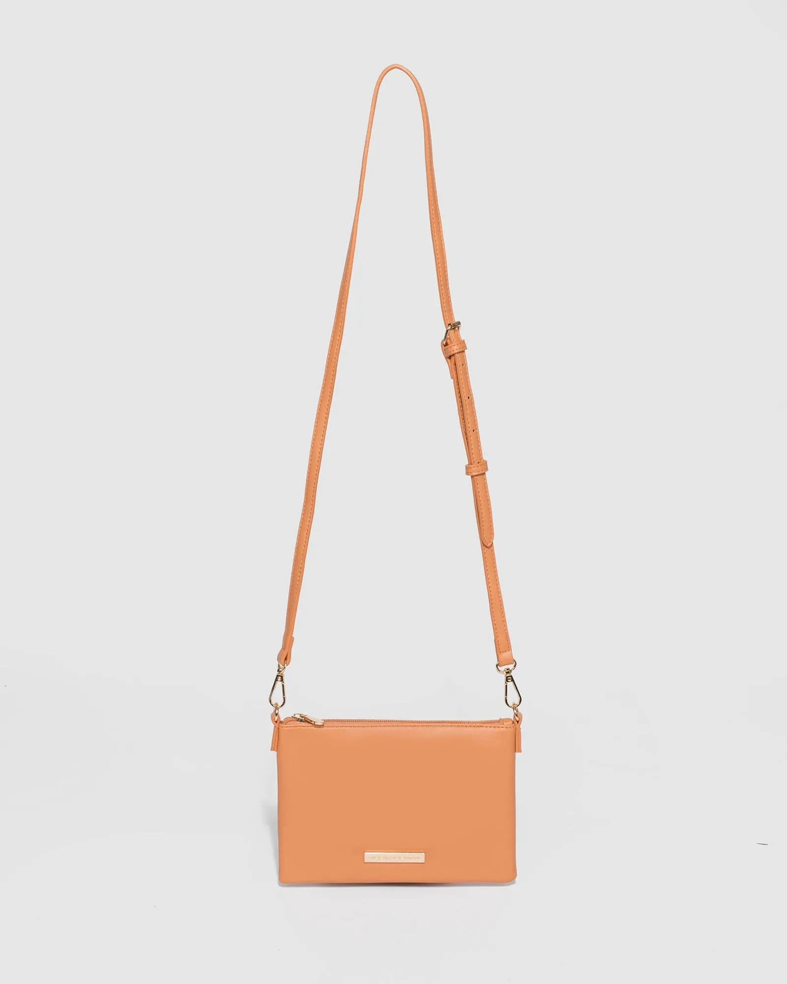 Orange Peta PU Strap Crossbody Bag