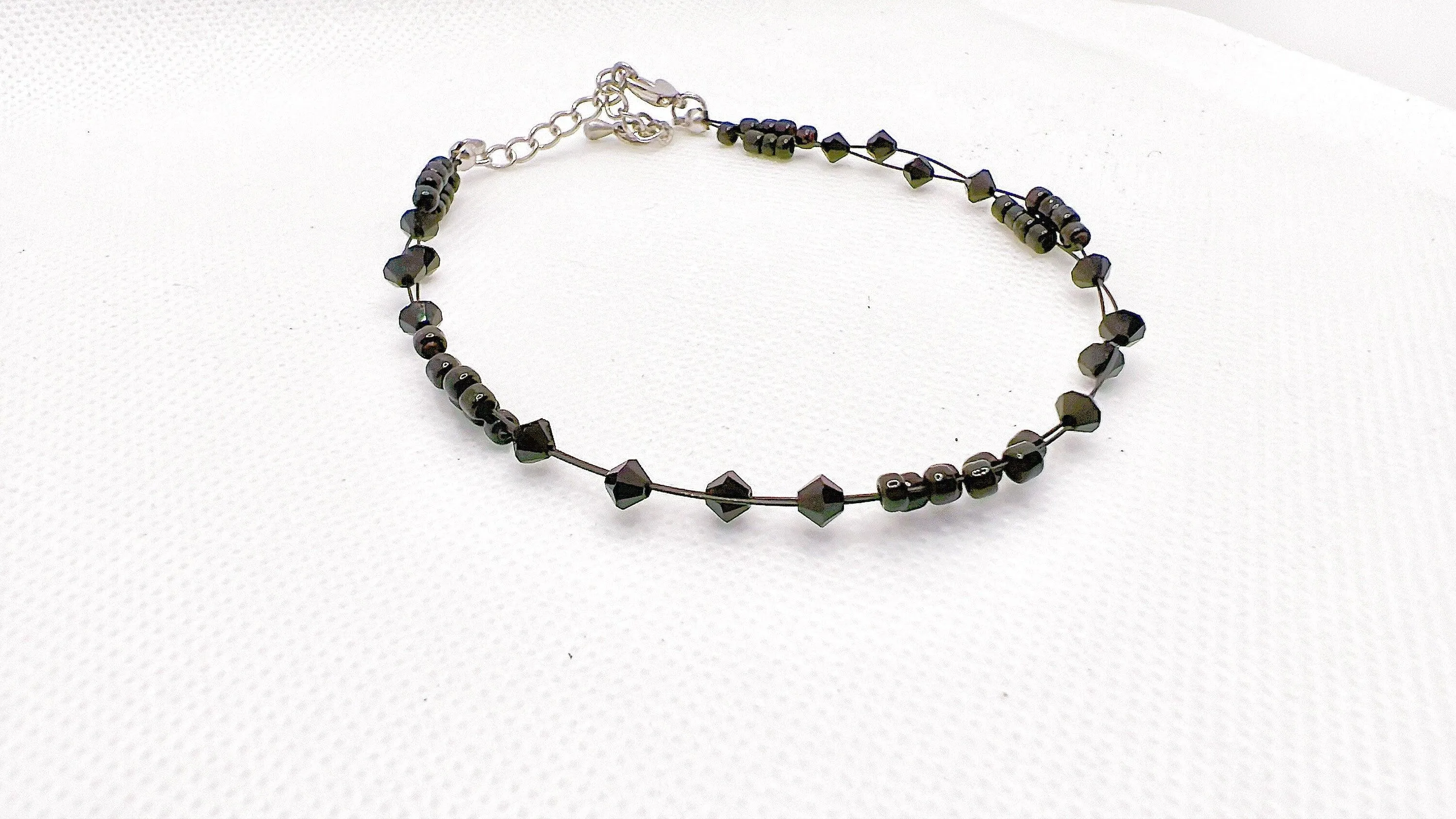 Pure Black Crystal Miyuki Bead Anklet
