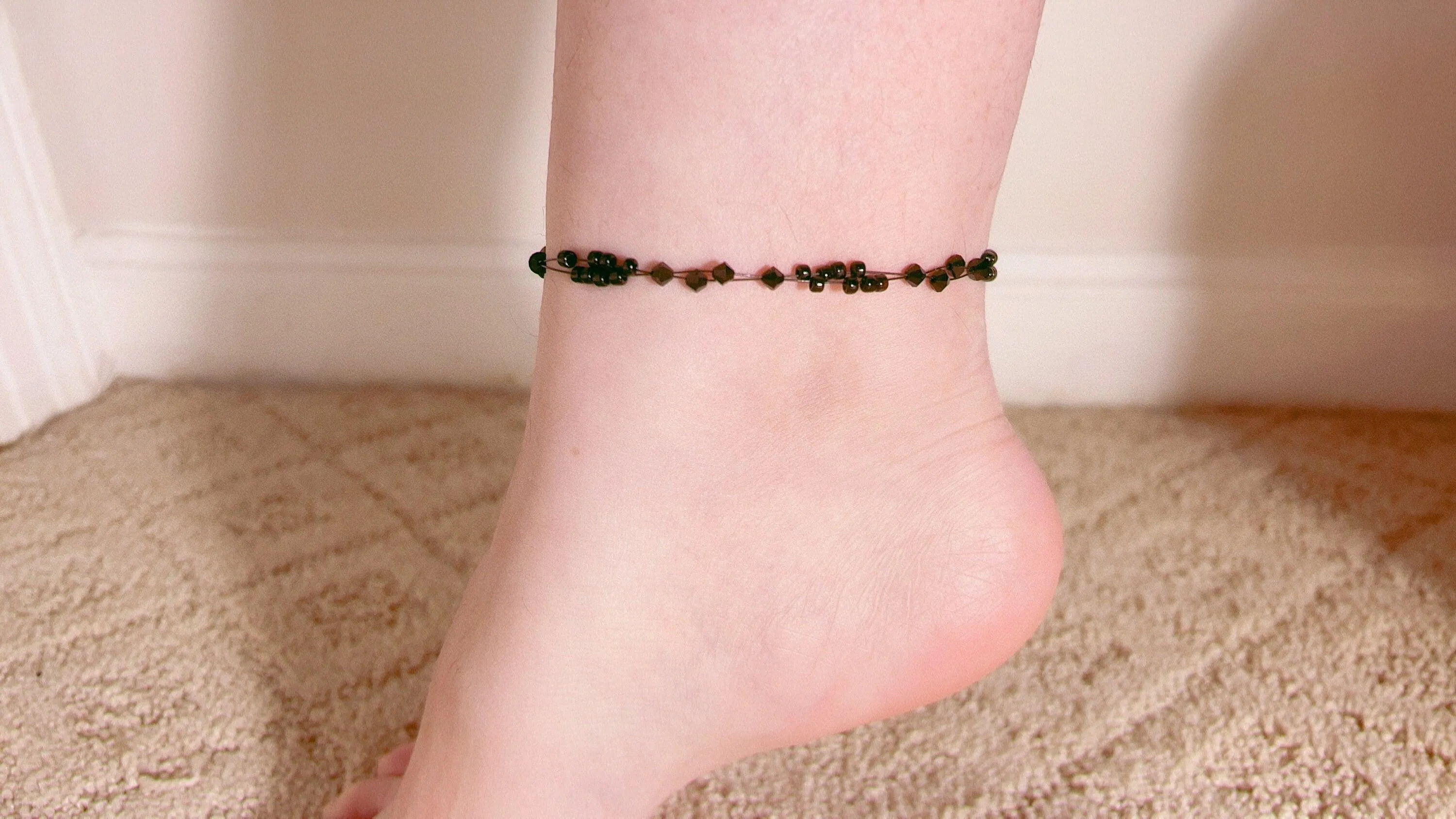 Pure Black Crystal Miyuki Bead Anklet