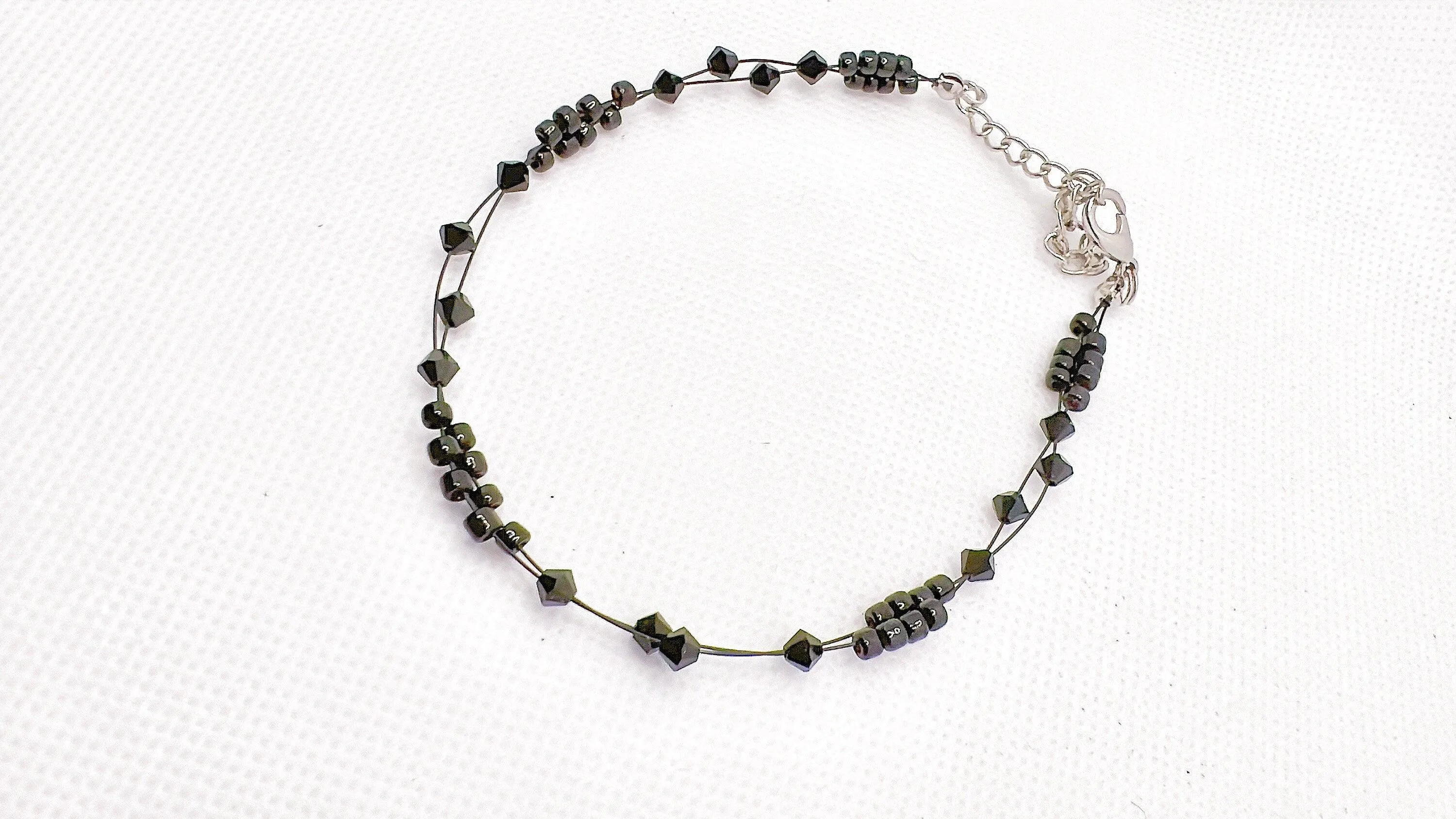 Pure Black Crystal Miyuki Bead Anklet
