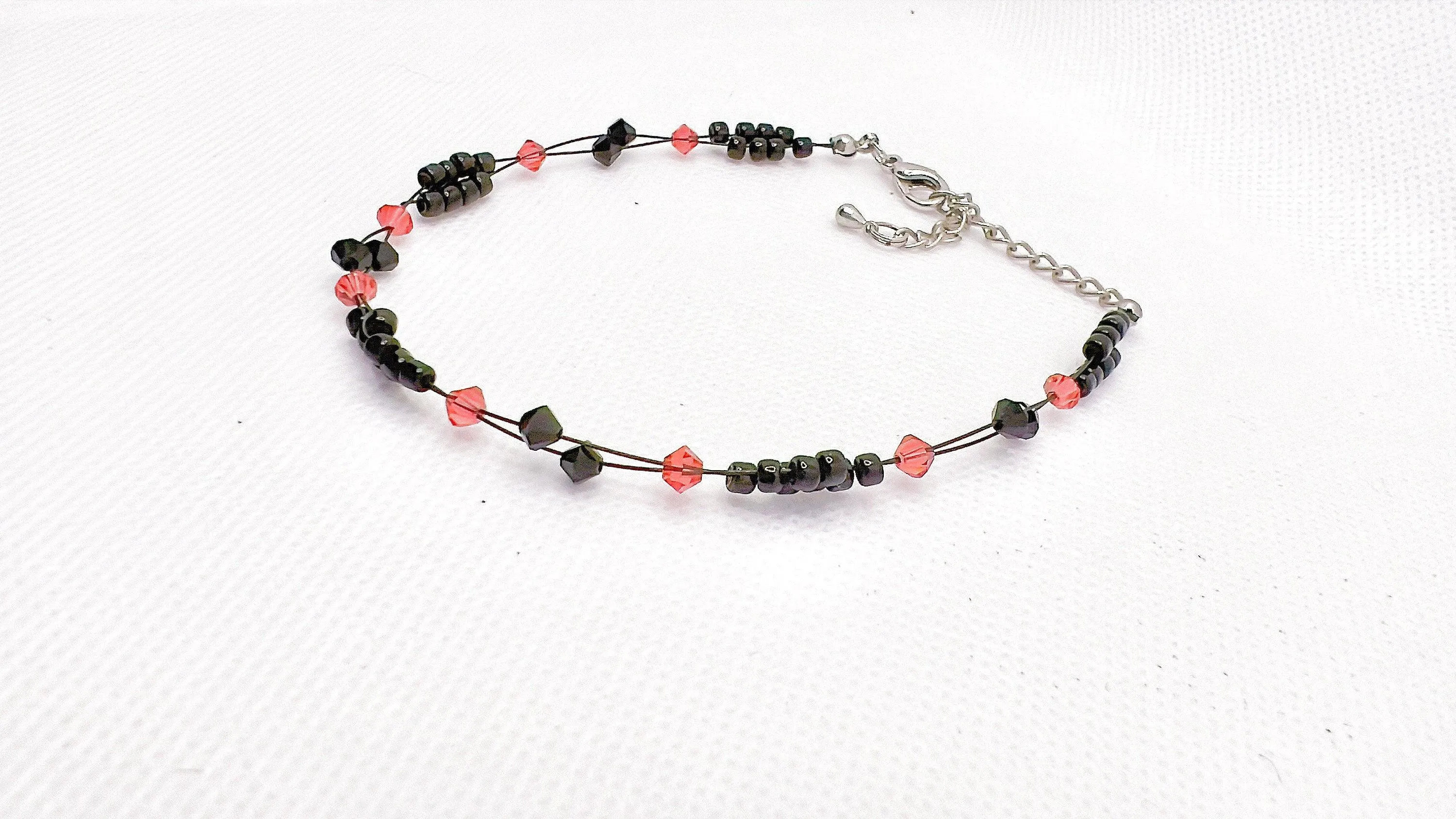 Sunset Red Crystal Miyuki Bead Anklet