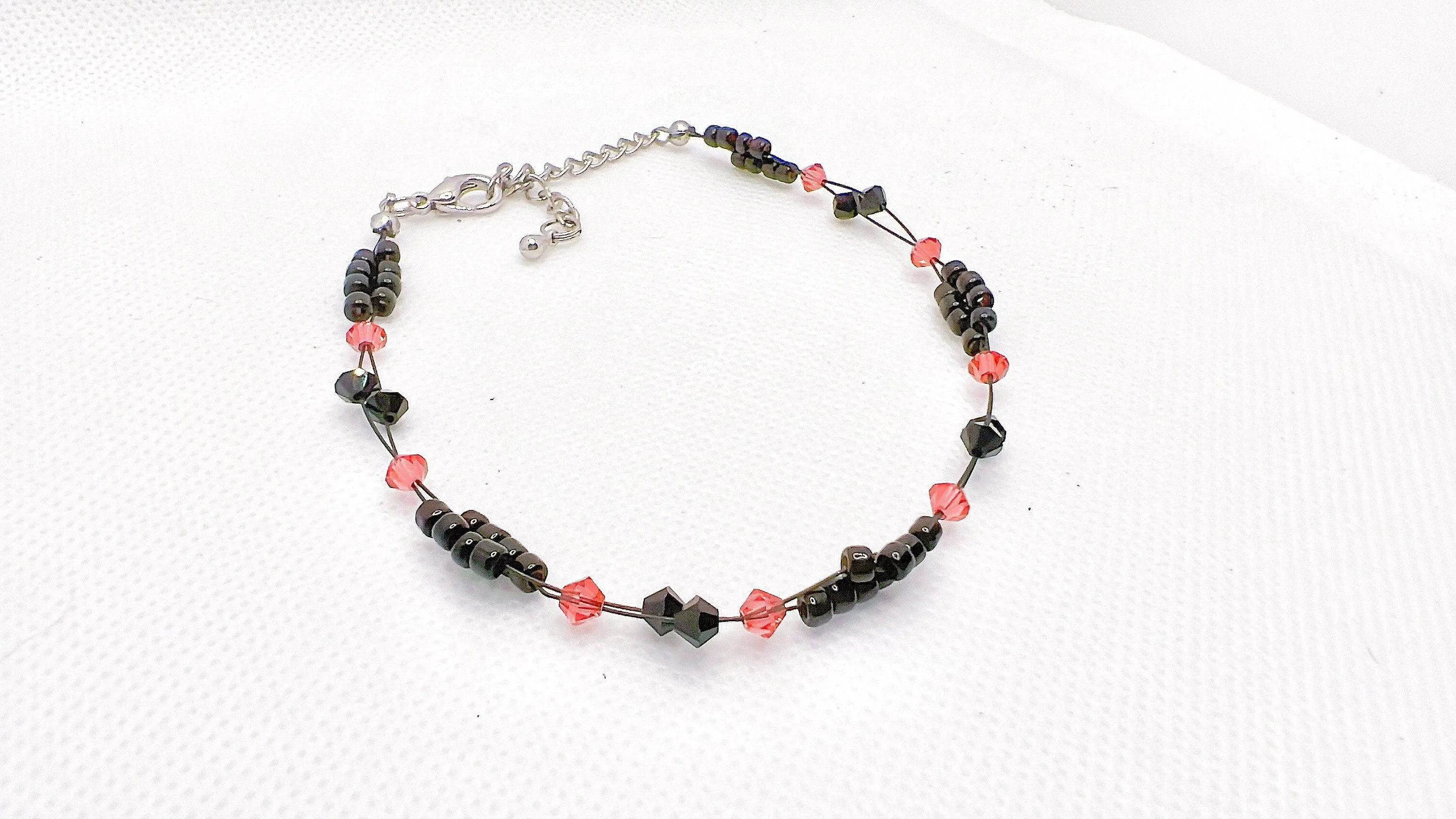 Sunset Red Crystal Miyuki Bead Anklet
