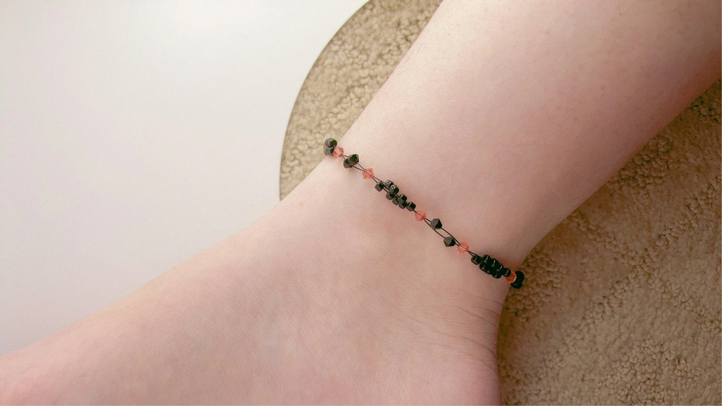 Sunset Red Crystal Miyuki Bead Anklet