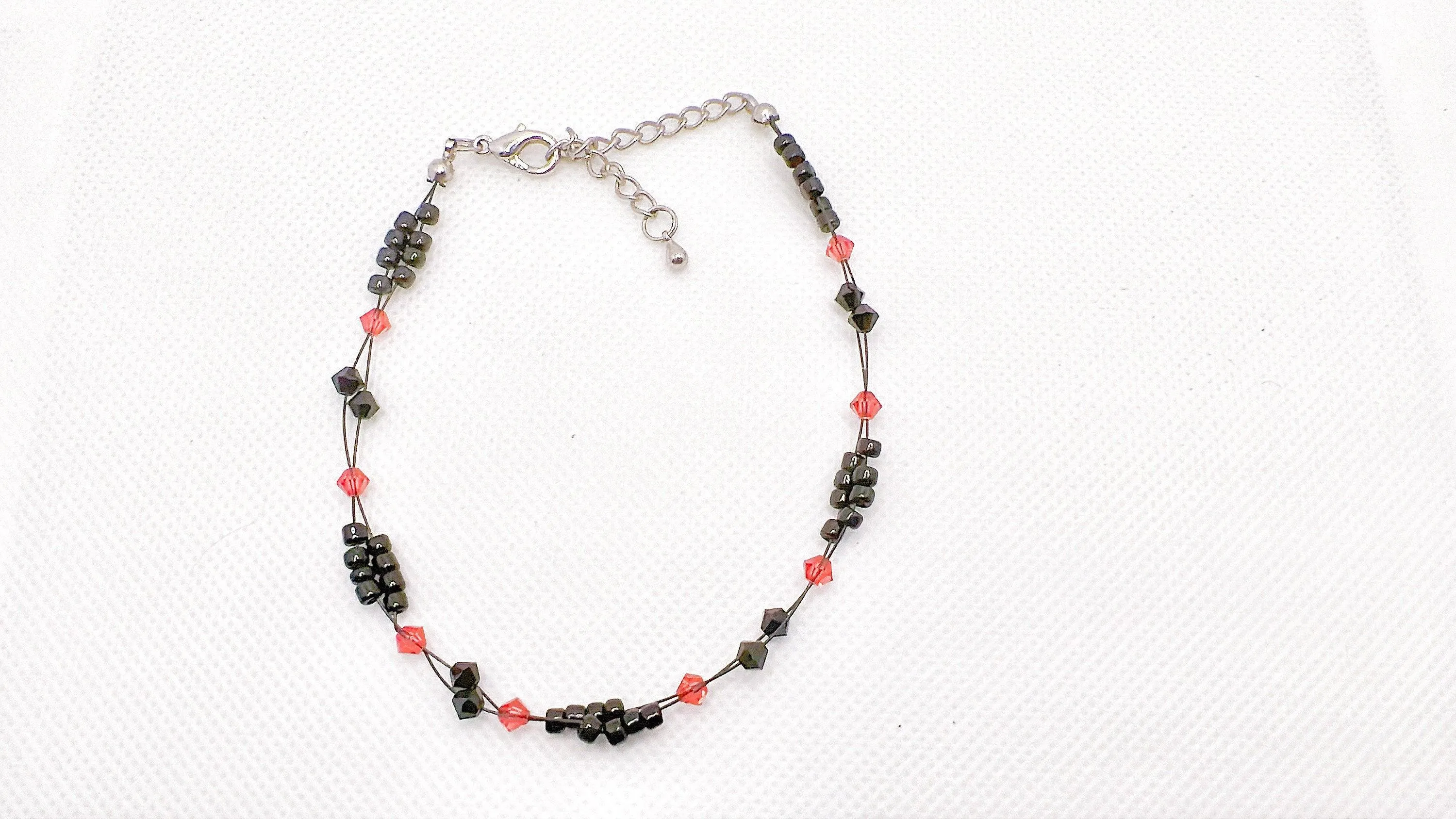 Sunset Red Crystal Miyuki Bead Anklet